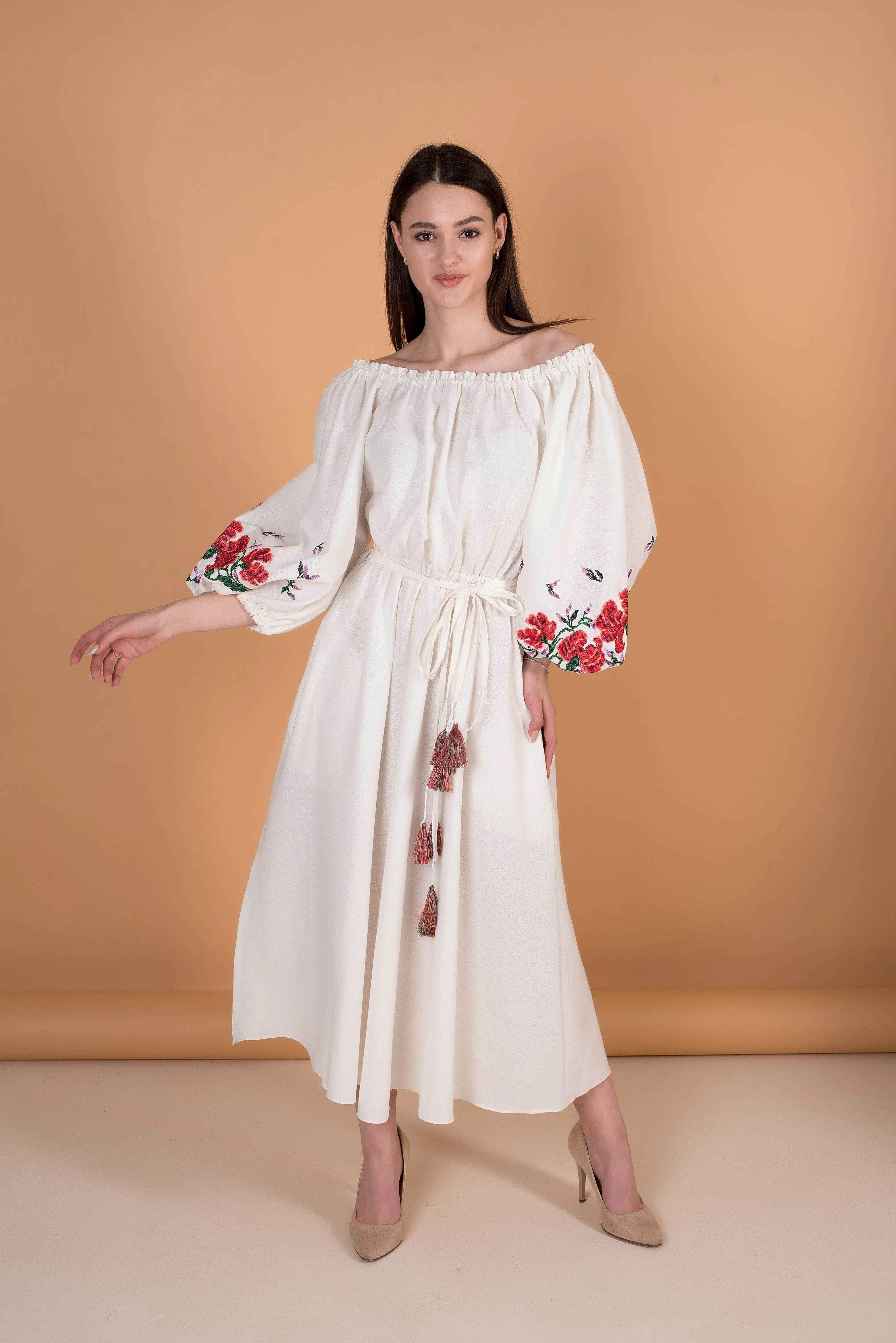 Vyshyvanka dress Charivnist` (milky) | galychanka.com.ua